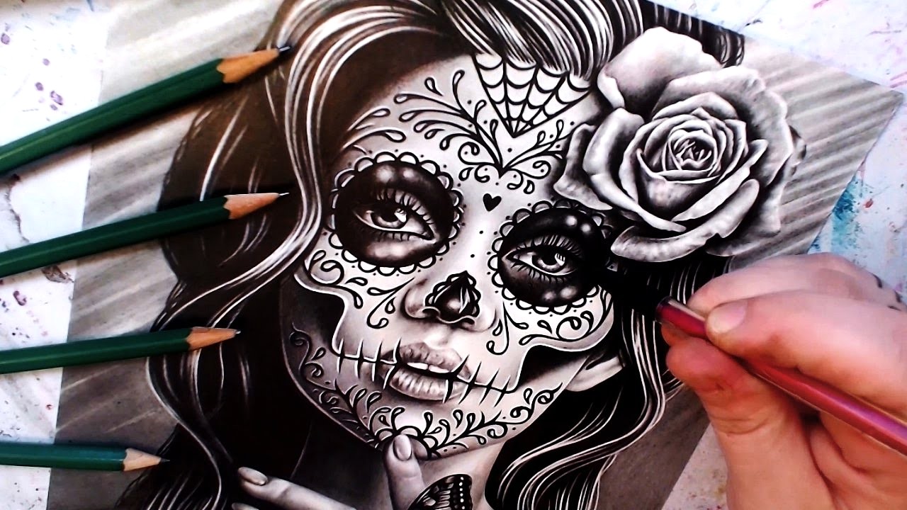 1280x720 Maxresdefault Sugar Skull Drawing - Candy Skull Sketch
