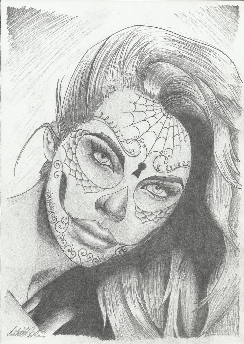 1024x1445 Collection Of Sugar Skull Woman Drawing High Quality, Free - Candy Skull Sketch