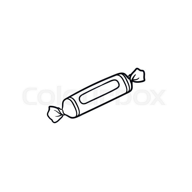 800x800 Candy Hand Drawn Outline Doodle Icon. Chocolate Candy In Wrapper - Candy Wrapper Sketch