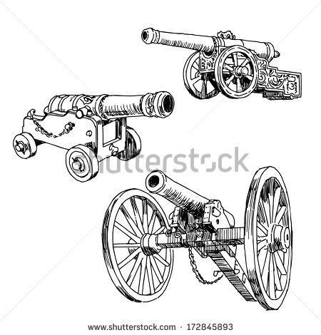 450x470 Collection Of Free Cannons Clipart Sketch. Download On Ubisafe - Cannon Sketch