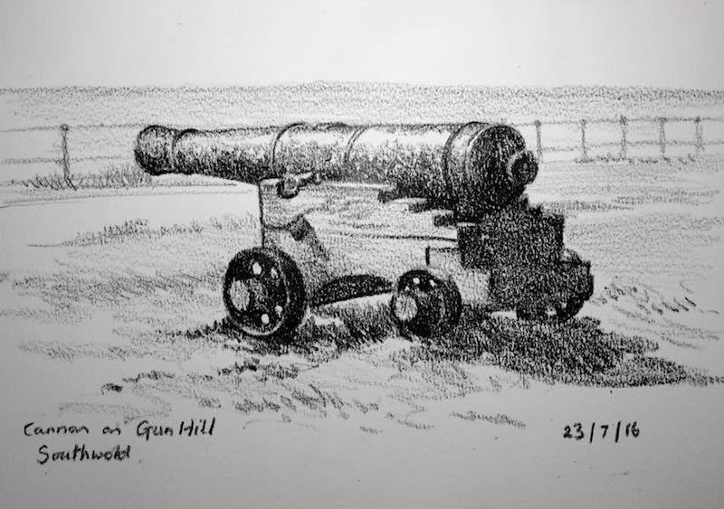 800x563 Cannon On Top Of Gun Hill In Southwold - Cannon Sketch