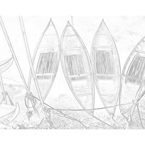 500x500 Canoe Sketch For Canvas Painting - Canoe Sketch