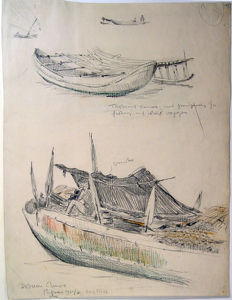 750x968 British Museum - Canoe Sketch