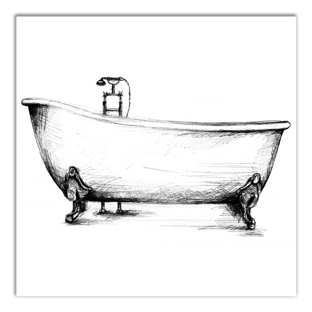 1000x1000 Designs Direct 12 In. X 12 In. Vintage Bathtub Sketch Printed - Canvas Sketch