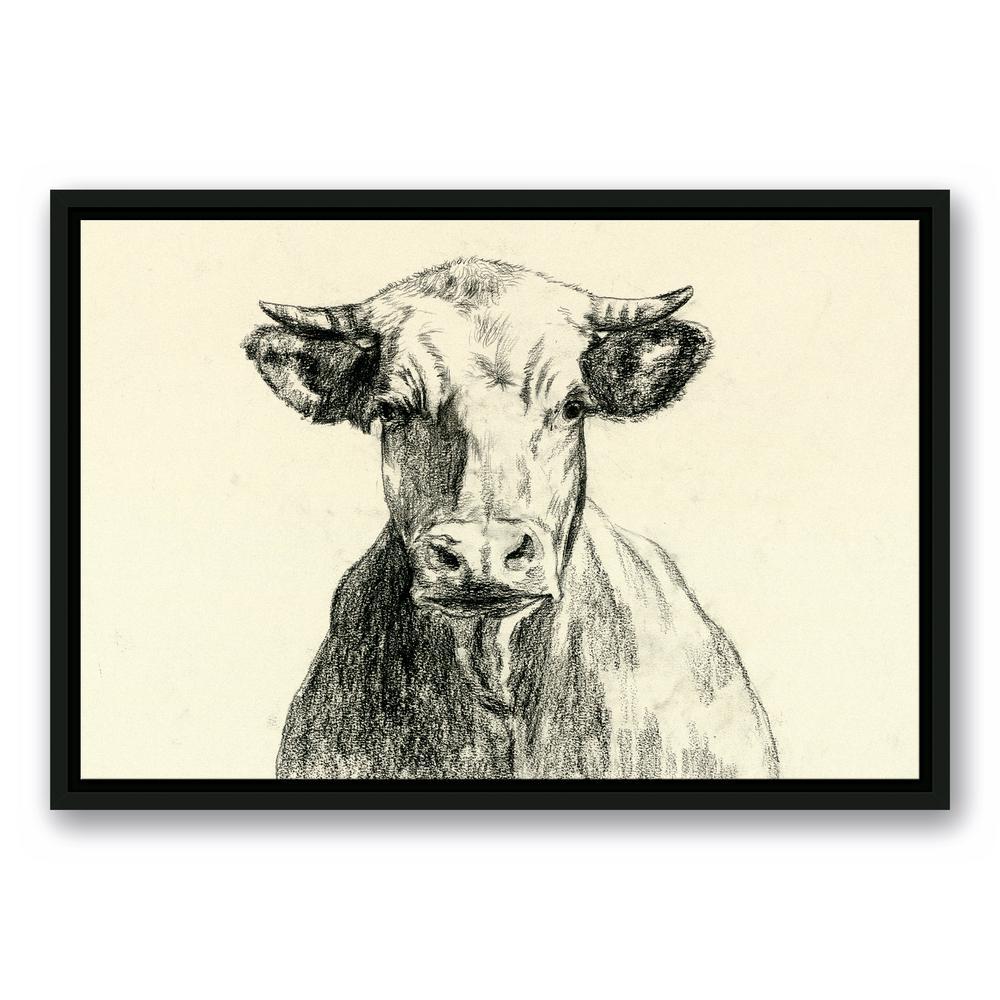 1000x1000 Designs Direct 16 In. X 24 In. 'Farmhouse Cow Sketch' Printed - Canvas Sketch