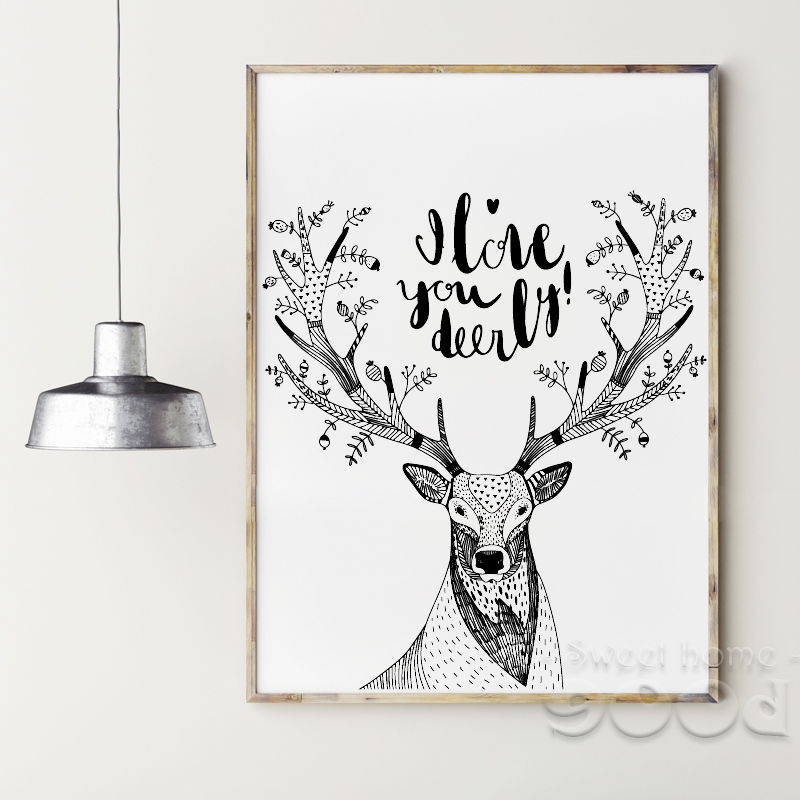 800x800 Deer Sketch Canvas Art Print Painting Poster, Wall Pictures For - Canvas Sketch