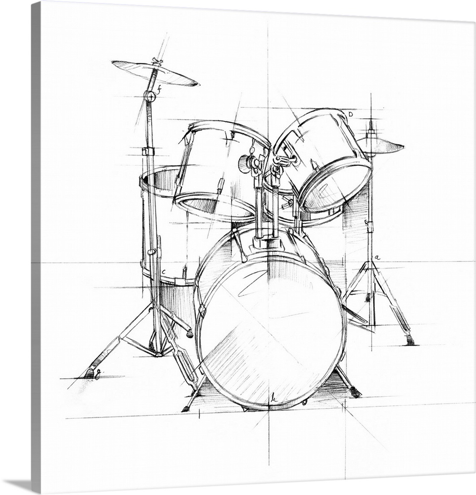 961x1000 Drum Sketch Wall Art, Canvas Prints, Framed Prints, Wall Peels - Canvas Sketch