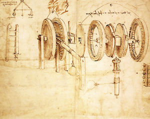 300x239 Leonardo Da Vinci Machine Gears Engineer Drawing Sketch Real - Canvas Sketch