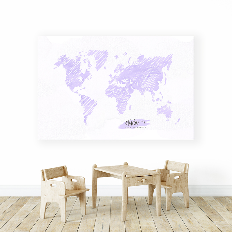 800x800 Personalized Sketch World Map Canvas - Canvas Sketch