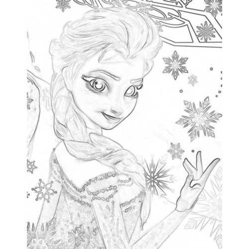 500x500 Princess Elsa 1 Sketch For Canvas Painting - Canvas Sketch