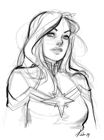 413x557 Sketch Cap Marvel By Krhart - Cap Sketch