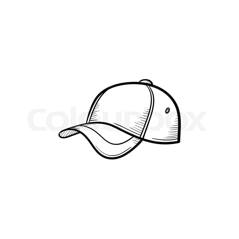 800x800 Vector Hand Drawn Baseball Hat Outline Doodle Icon. Baseball Cap - Cap Sketch