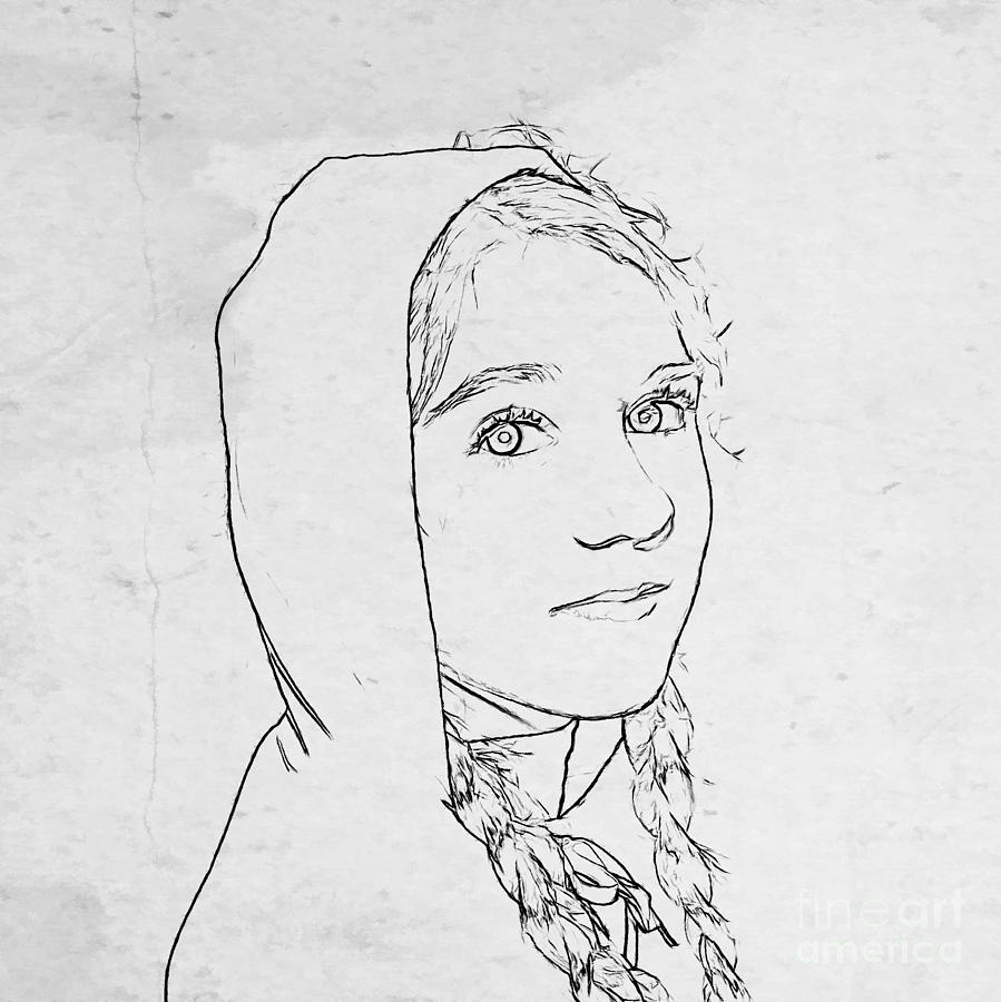 899x900 Girl With Cape Sketch Digital Art By Randy Steele - Cape Sketch
