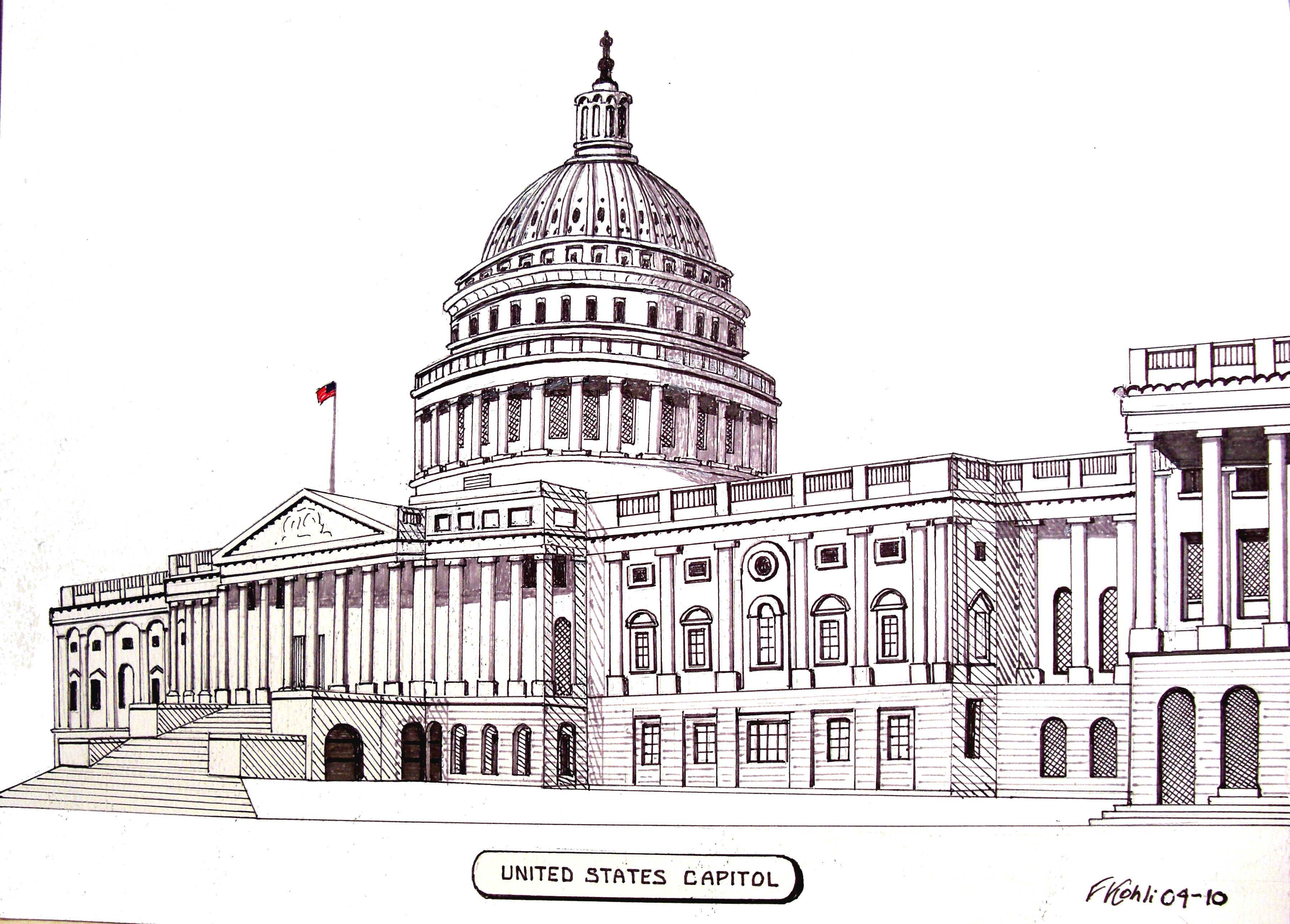 3600x2580 Pin By Frederic Kohli On Famous Historic Buildings, Cathedrals And - Capitol Building Sketch