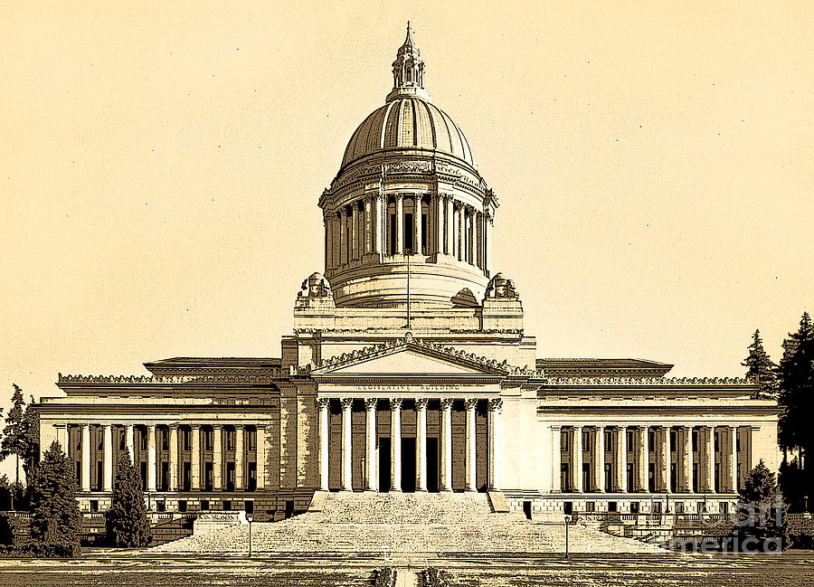 900x649 Washingtons State Capitol Building Sketch In Sepia Photograph By - Capitol Building Sketch