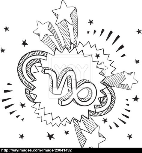 474x512 Capricorn Zodiac Vector Sketch Vector - Capricorn Sketch