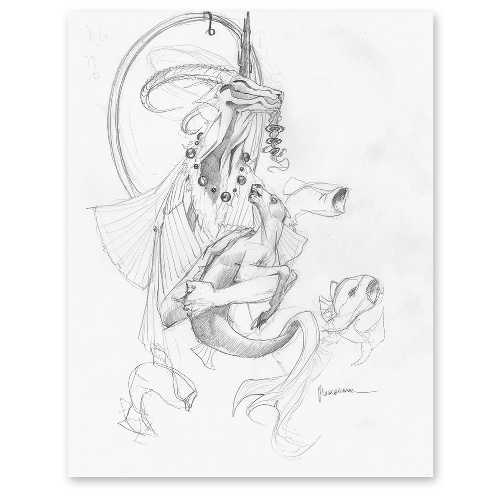 1000x1000 Hanael, Angel Of Capricorn - Capricorn Sketch
