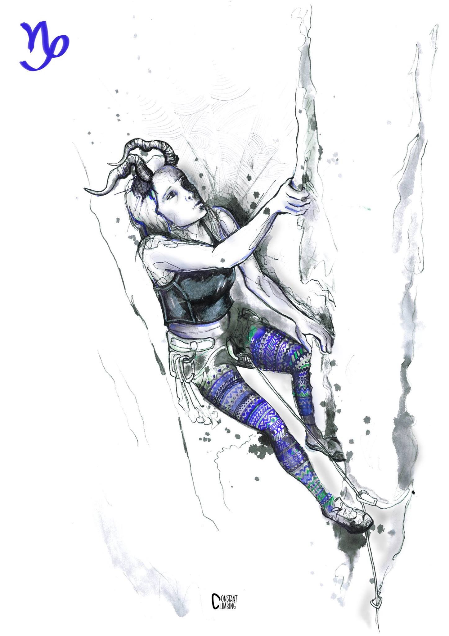 1447x2048 Cool Capricorn Constant Climbing - Capricorn Sketch