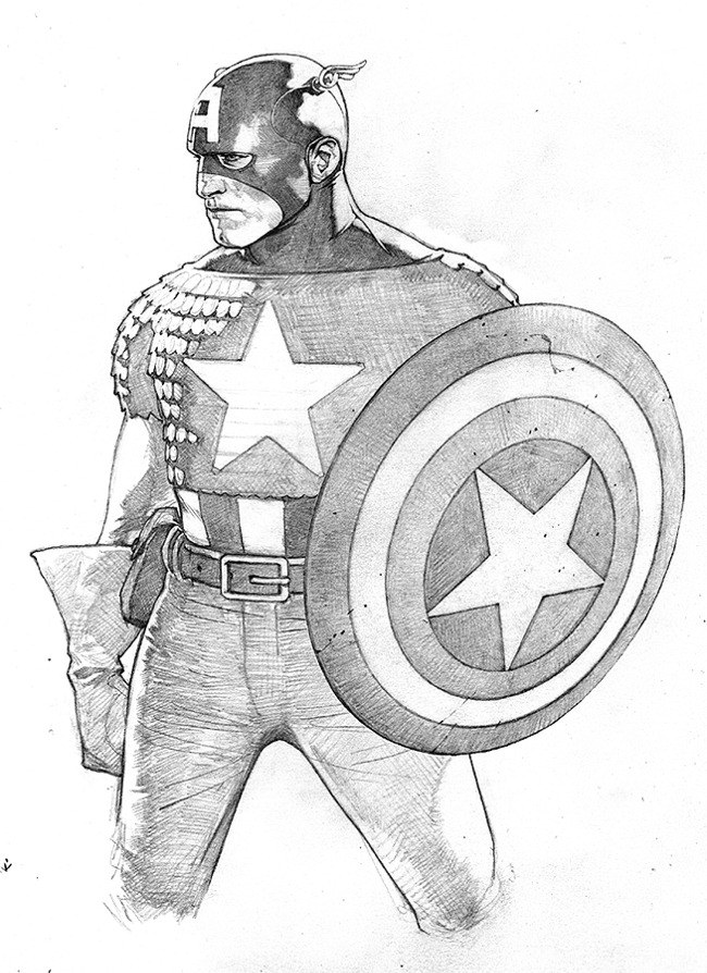 650x894 Sketch Of The Cover To Captain America The Chosen - Captain America Shield Sketch