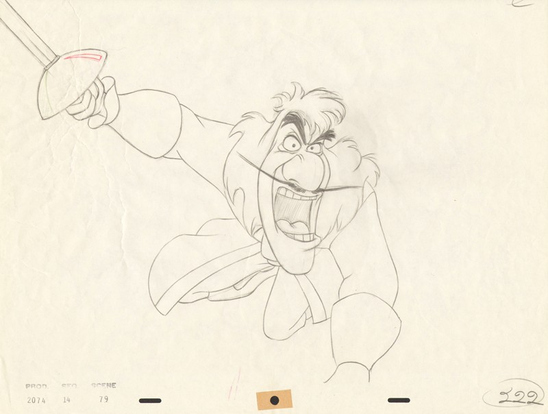800x604 Original Walt Disney Production Drawing From Peter Pan Featuring - Captain Hook Sketch