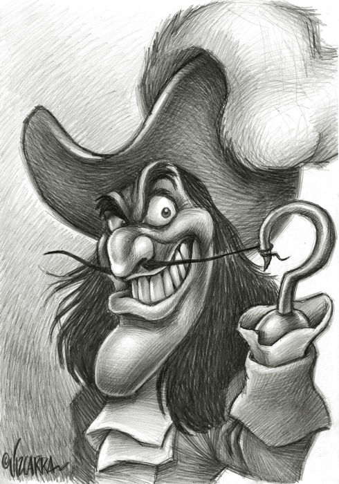 490x700 Peter Pan - Captain Hook Sketch