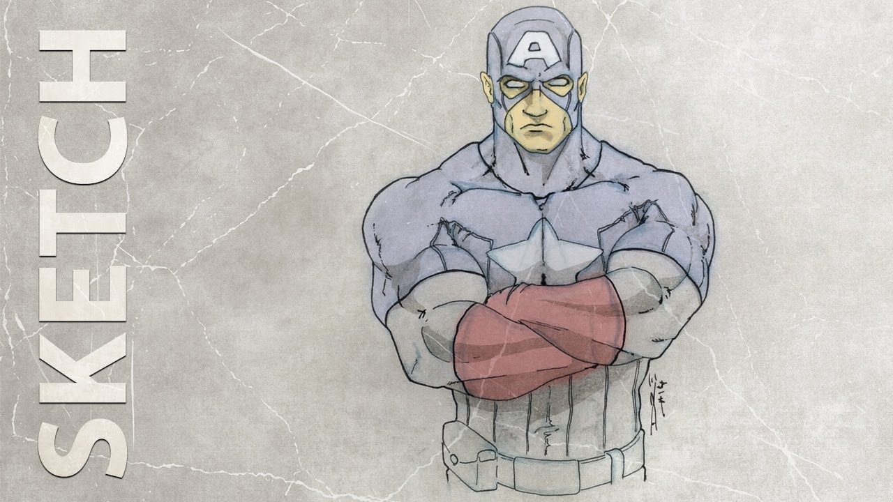 1280x720 How To Draw Captain America Hd Sketch - Captain Sketch