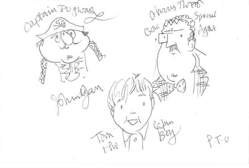 800x542 John Ryan Autographed Sketch Of Captain Pugwash Amp Others Paul - Captain Sketch