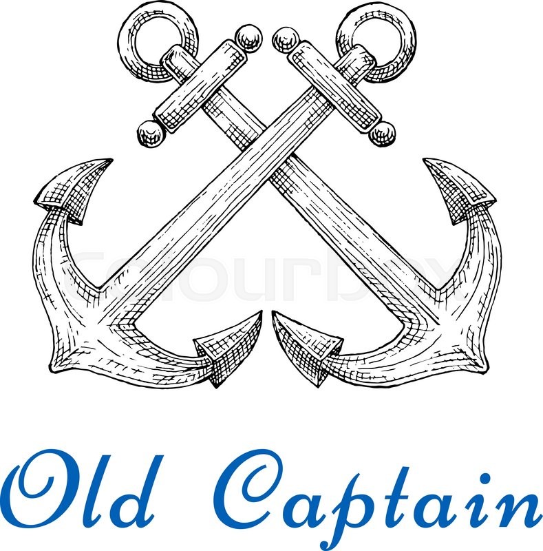 789x800 Old Captain Sketch Emblem With Crossed Nautical Admiralty Anchors - Captain Sketch