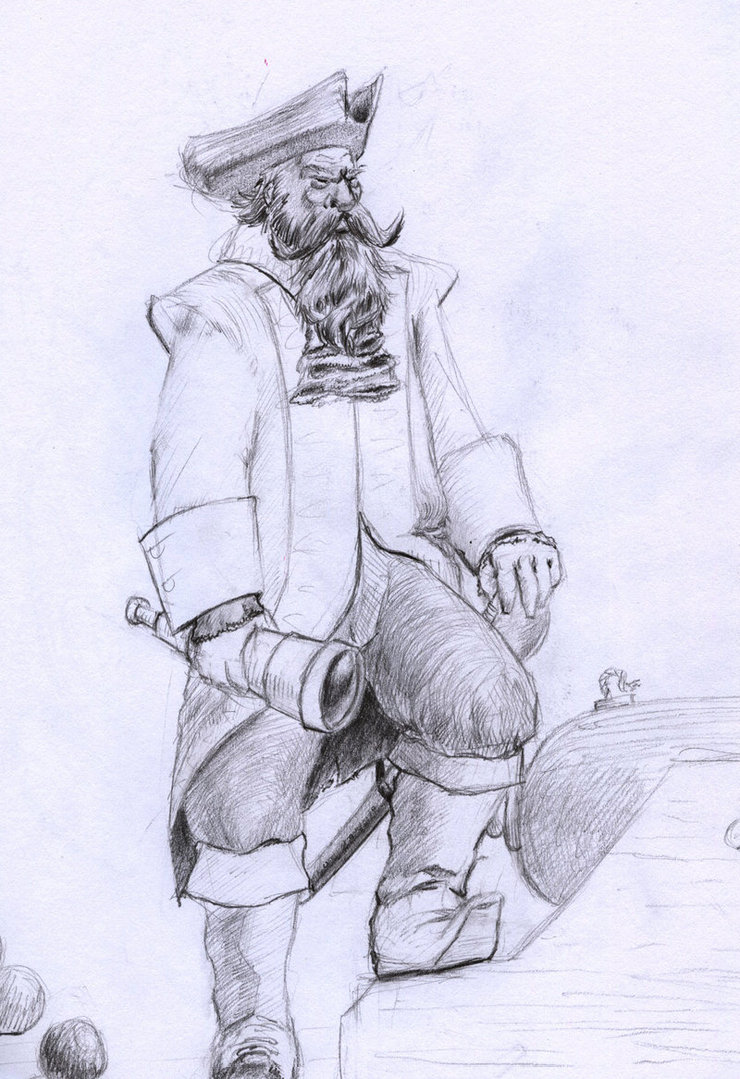 740x1079 Pirate Captain Drawing - Captain Sketch