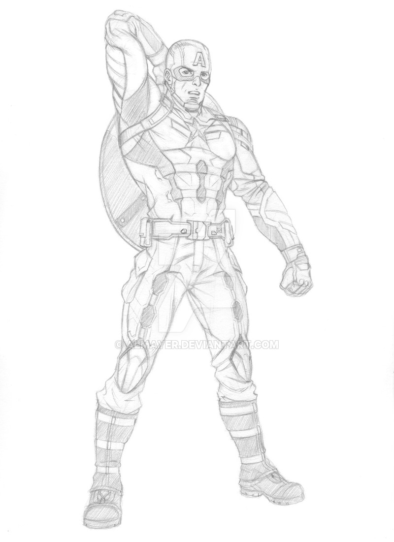 800x1101 Captain America Sketch By Almayer - Captain Sketch