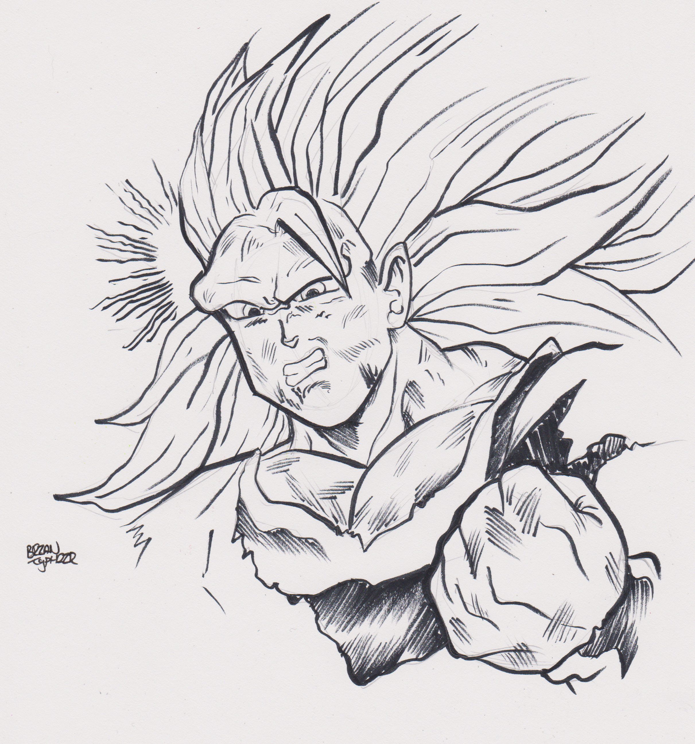 2422x2593 Super Saiyan 3 Goku Sketch - Caption About Sketch