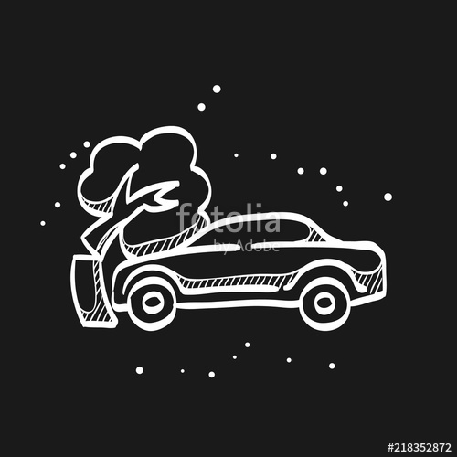 500x500 Car Crash Icon In Doodle Sketch Lines. Automotive Accident - Car Accident Sketch