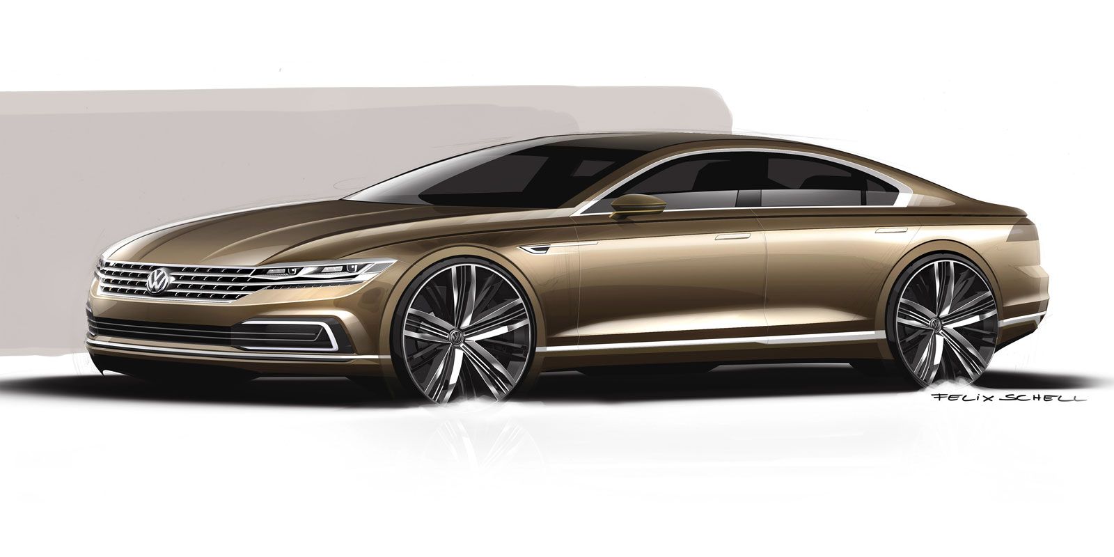 1600x800 Volkswagen C Coupe Gte Concept Design Sketch Render - Car Body Sketch