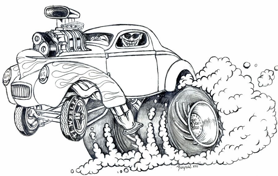 Cartoon Cars Drawings Coloring Page 7
