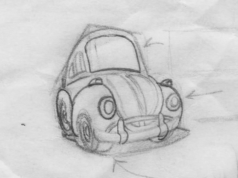 800x600 The Love Bug - Car Cartoon Sketch