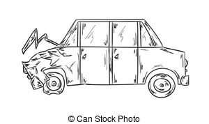 300x178 Car Crash And Accident On White Background. Upside Down Car - Car Crash Sketch