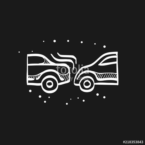 500x500 Car Crash Icon In Doodle Sketch Lines. Automotive Accident - Car Crash Sketch