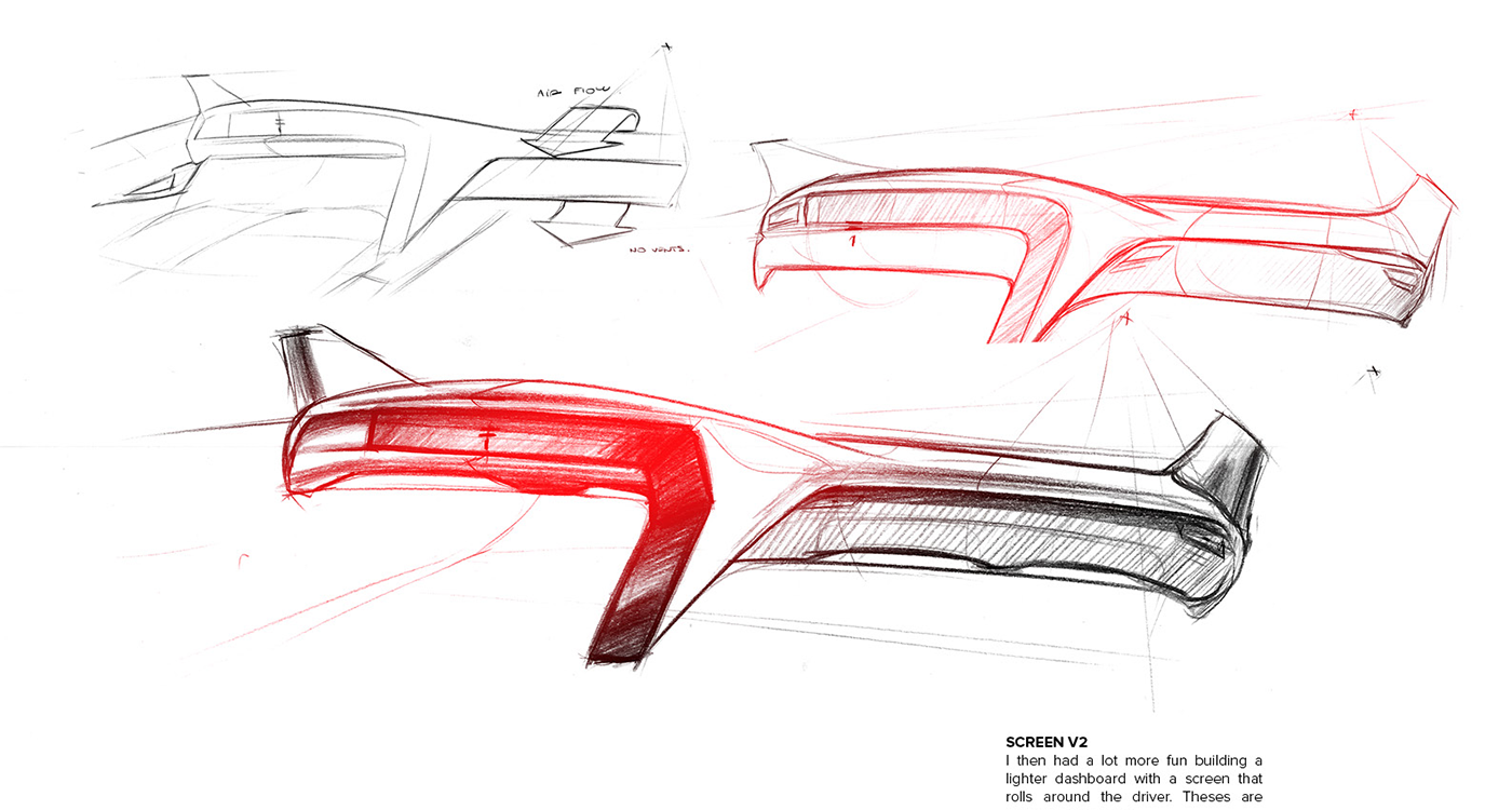 1400x750 Tesla Model R Concept On Behance - Car Dashboard Sketch
