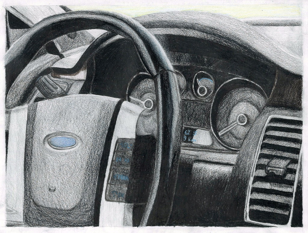 1024x775 Visual Arts Sketch - Car Dashboard Sketch
