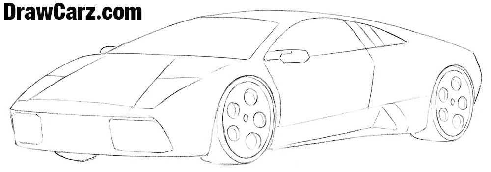 1000x352 How To Draw A Lamborghini Easy Drawcarz - Car Easy Sketch