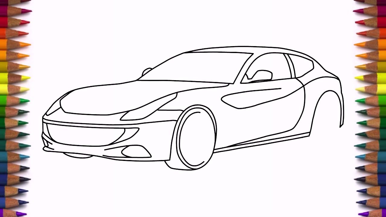 1280x720 How To Draw Ferrari Ff Step By Step Easy Drawing A Car - Car Easy Sketch