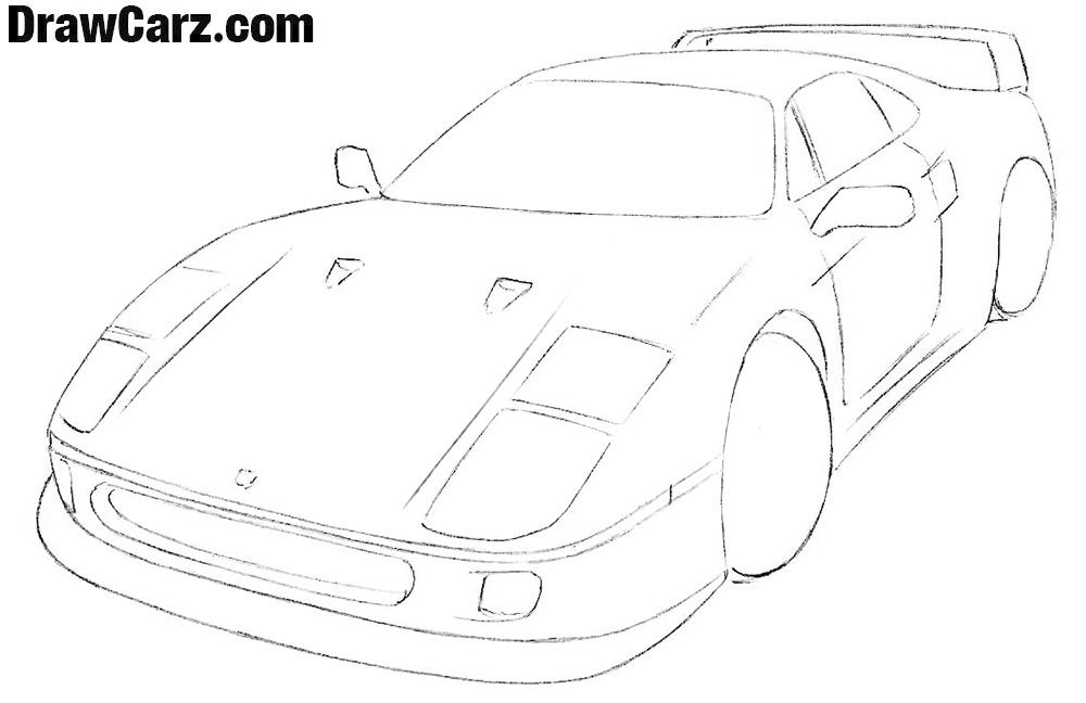 1000x648 Ferrari Easy Drawing Tutorial Drawcarz - Car Easy Sketch
