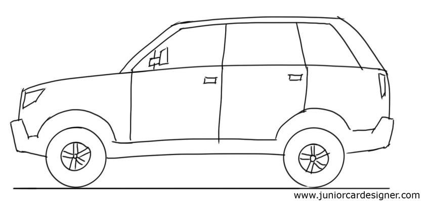 844x398 Car Drawing Tutorial Suv Side View Kids Artscrafts - Car Easy Sketch
