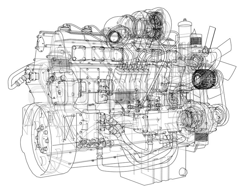 Car Engine Sketch at PaintingValley.com | Explore collection of Car ...