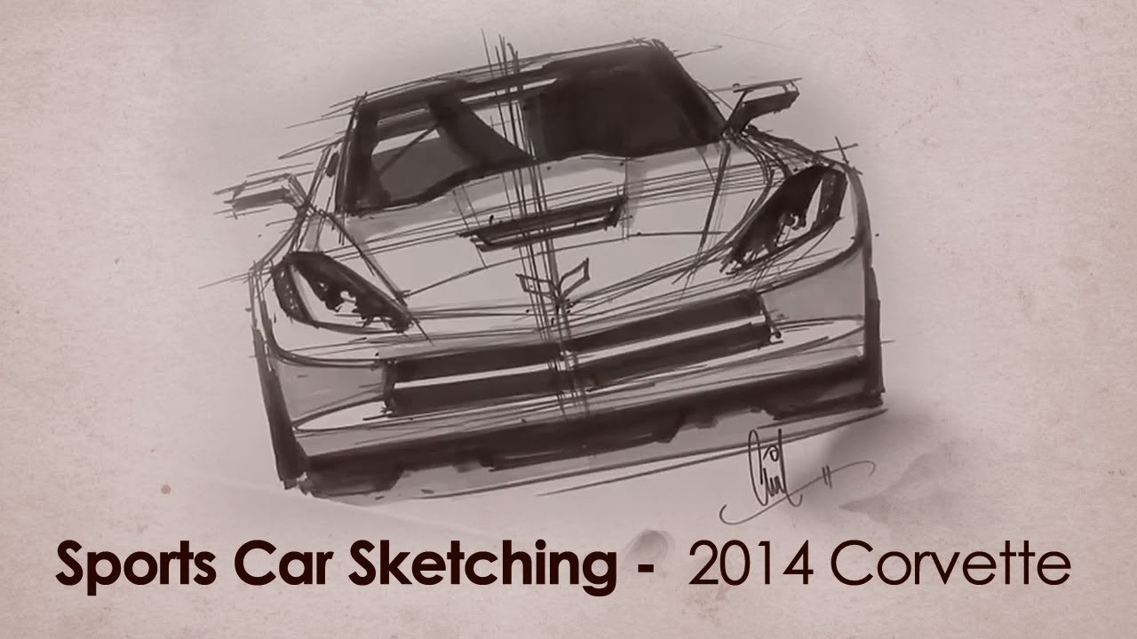 1280x720 2014 Corvette C7 Front View Sketch - Car Front View Sketch