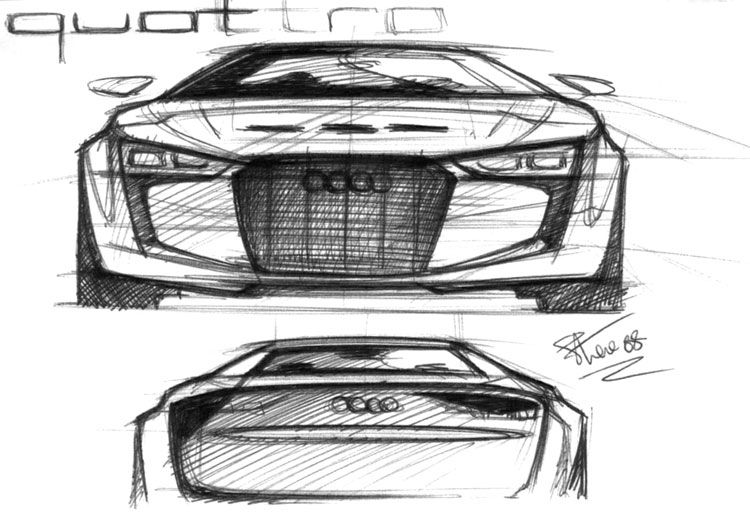 750x515 Audi Quattro Concept Front End Sketch - Car Front View Sketch