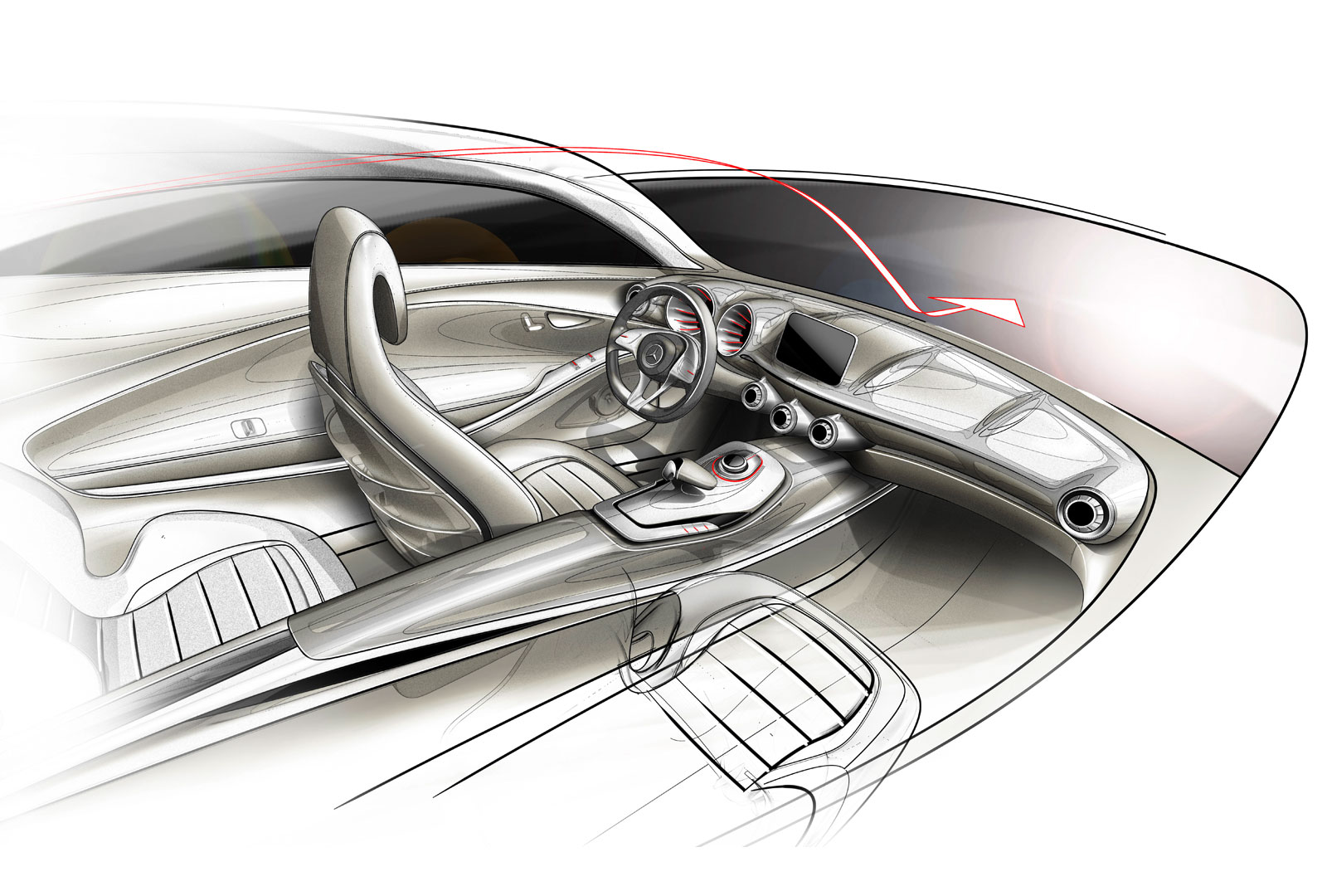 1600x1080 Mercedes A Class Concept Eggostudiocom Eugengolumbeanu Portfolio - Car Interior Sketch