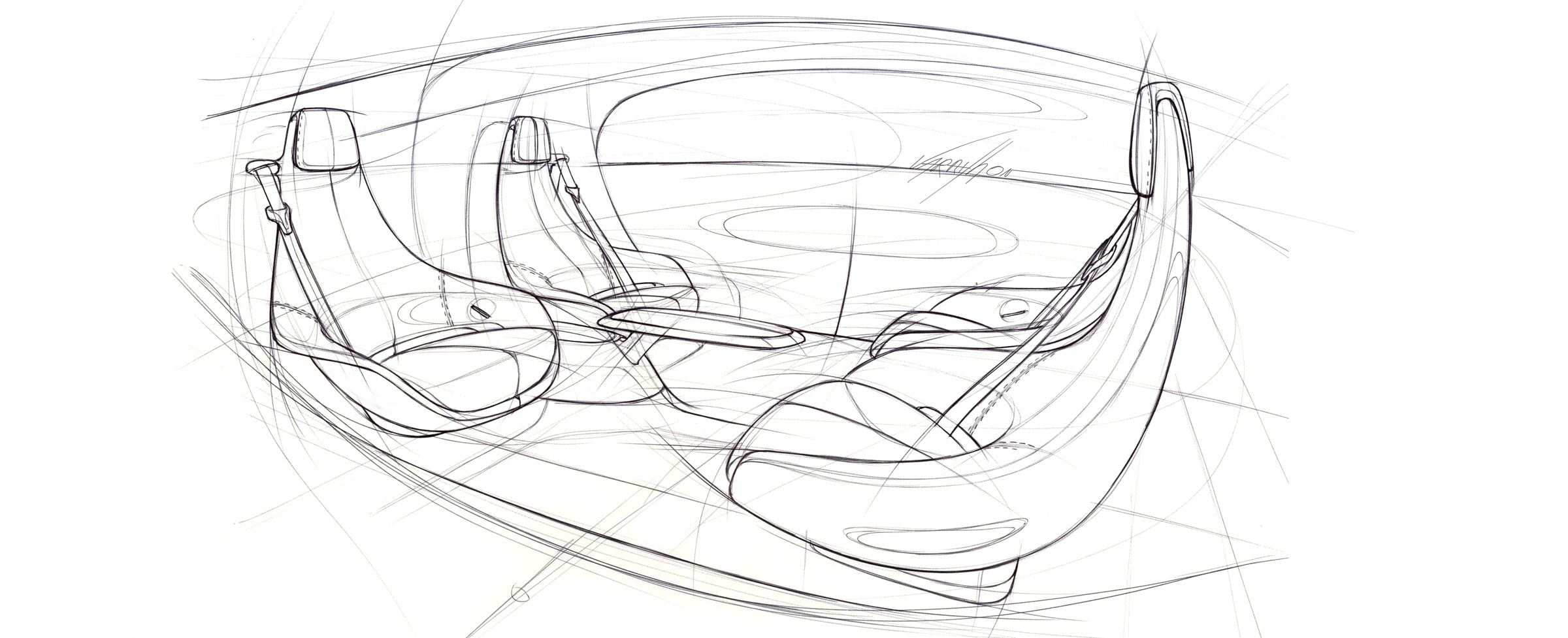 2400x977 This Is The Car Interior Of The Future, According To Mercedes - Car Interior Sketch