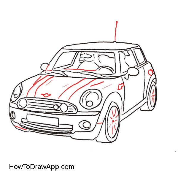 600x600 How To Draw A Mini Cooper Car Step By Step With Pictures And Text - Car Line Sketch