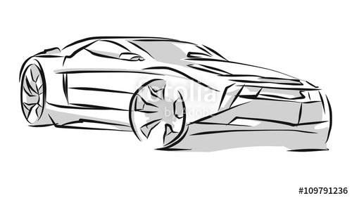 500x282 Sports Car Line Art Sketch Stock Image And Royalty Free Vector - Car Line Sketch